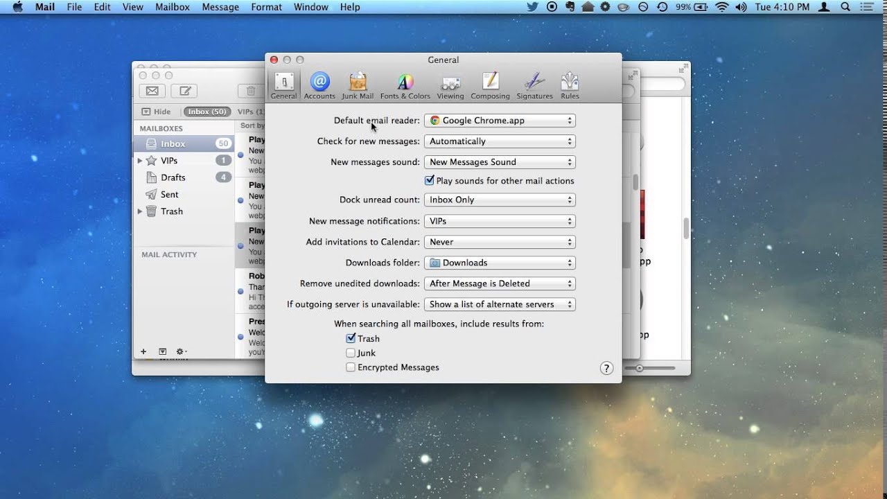 change the default text for mac mail messages